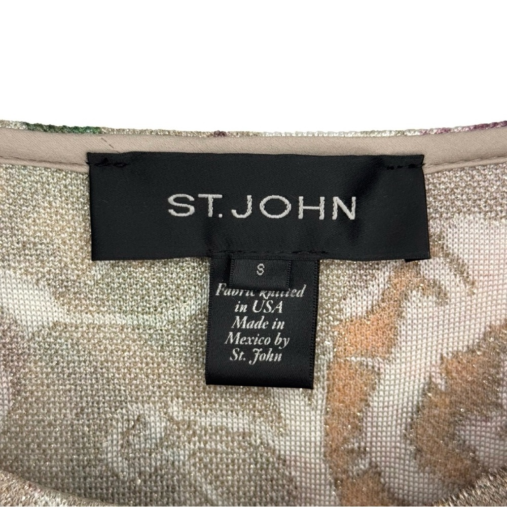 St John Embellished Metallic Floral Knit Cardigan 8 Event Dressy - Picture 7 of 11